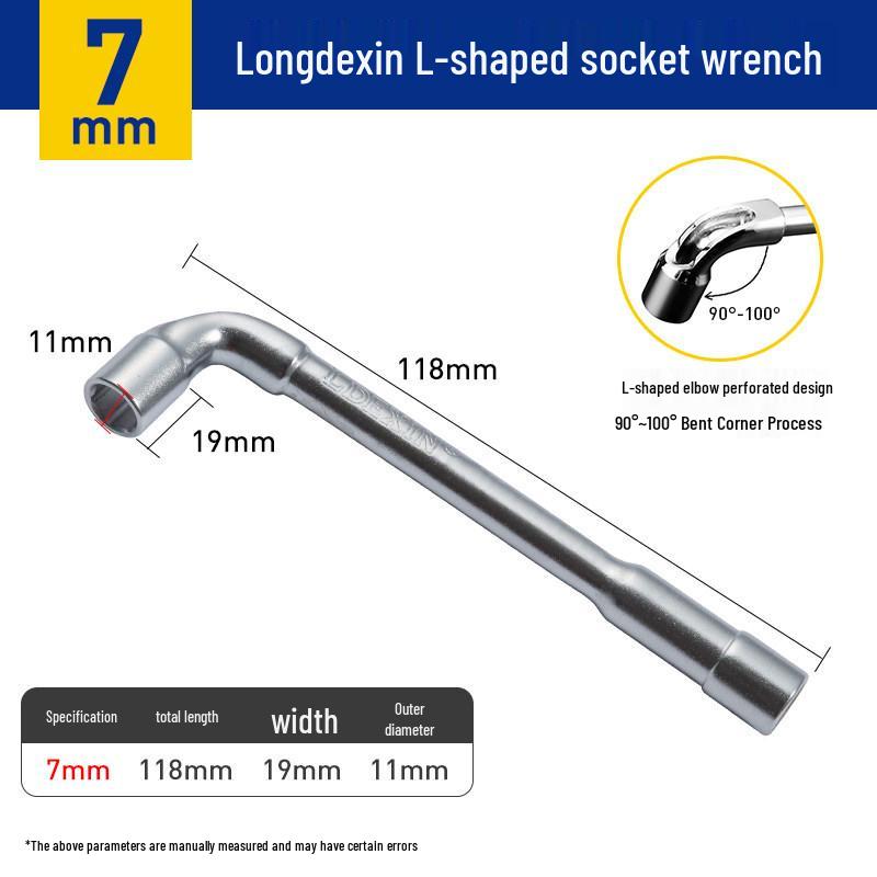 Longdexin Chrome Vanadium Steel L-Shaped Bent Head Double-Ended Hex Socket Wrench for Tires
