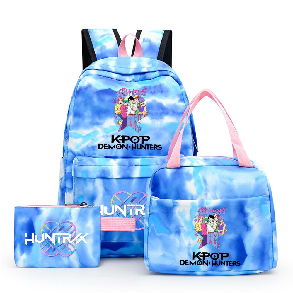 3Pcs/set Anime Demon Hunters Printed Backpack with Shoulder Bag Pengcil Case for Teenager Large Capacity Waterproof Bookbag Back To School Gift