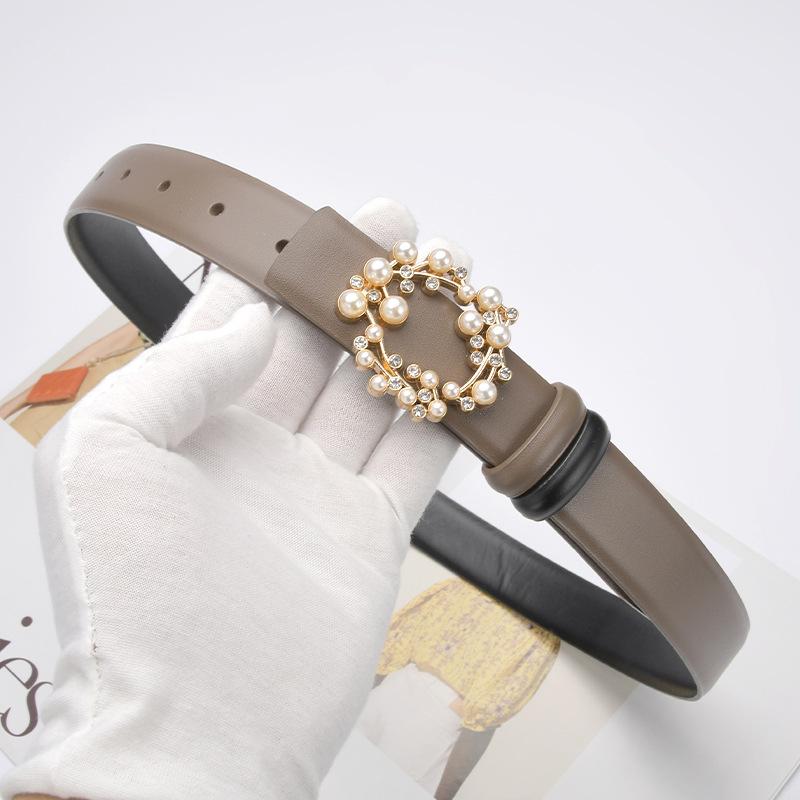 Genuine Leather Belt for Women, Fashionable Belt for Women, Summer Versatile Double-sided Decoration with Dress Waist Jeans