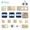 BSEED 1/2/3Gang Touch Switches 1/2/3Way Function Base Sensor Glass Panel EU Wall Sockets USB Type-c Plug DIY Free Combination