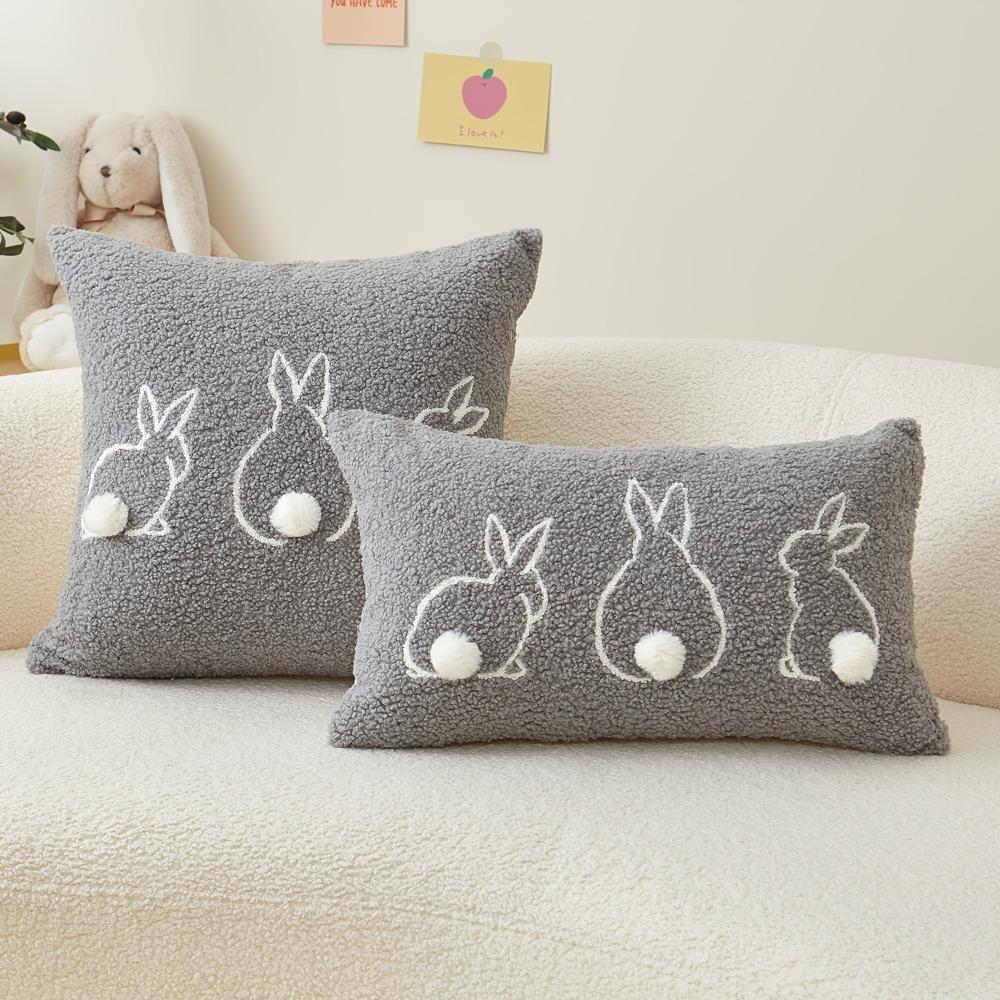 Plush Easter Bunny Pillow Cover Square/Rectangular Pillowslip Cartoon Rabbit Pillow Case  Bed Room