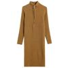 Mid-length Half-zipper Loose Casual Long-sleeve Stand Collar Knitted Dress Sweater