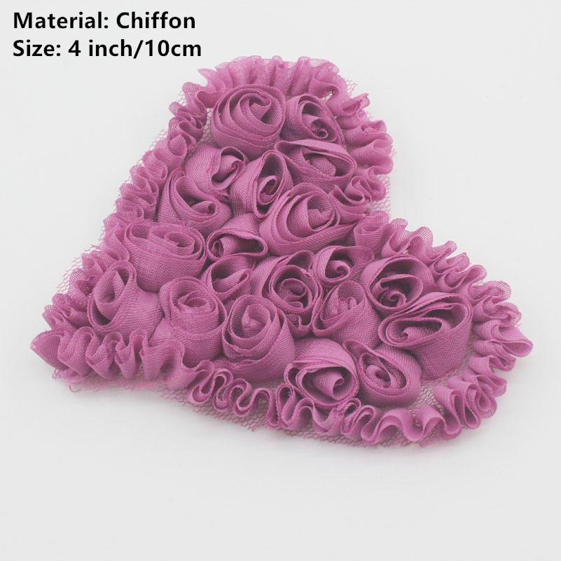 20 Stück Große Chiffon-Rosen-Herz-Aufnäher für DIY Baby Mädchen Kleidung Kleid Strampler Hemden Nähdekorationen Haarschleifen-Zubehör