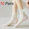 10 Pairs Women Mid Length Socks Trendy Versatile Black White Solid Colors Soft Comfortable Lightweight Breathable Casual Socks