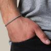 Black Iron Stone Beaded Bracelet: Unisex Trendy Korean Style, Thin Elastic Bangle for Students and Street Fashion