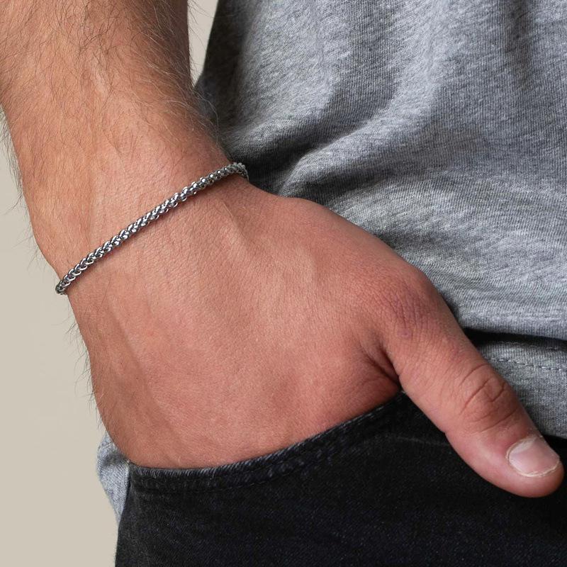 Black Iron Stone Beaded Bracelet: Unisex Trendy Korean Style, Thin Elastic Bangle for Students and Street Fashion