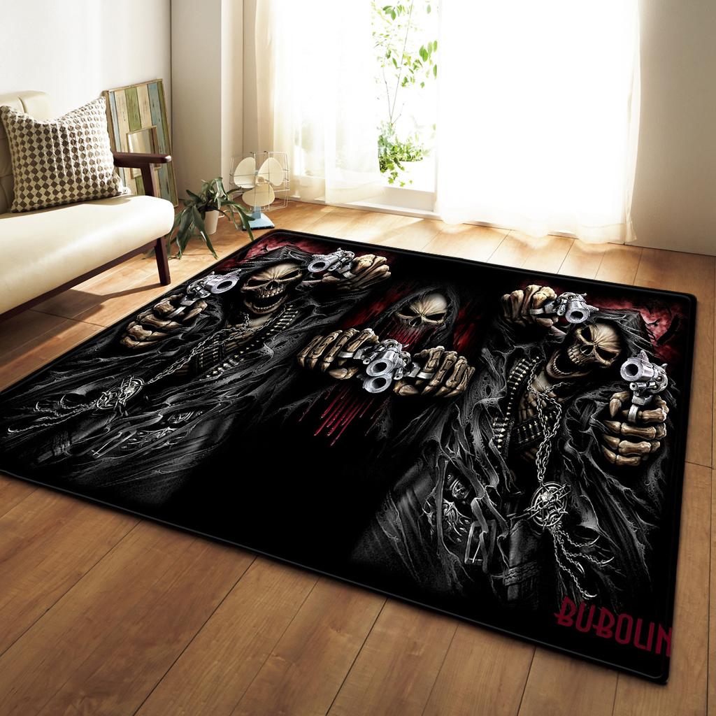 Skull Living Room Carpet Bedroom Dining Room Floor Mat Pattern Size