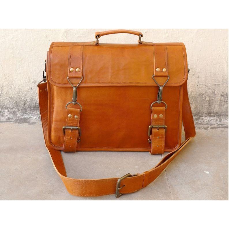 LEATHER BRIEFCASE, Large MESSENGER Bag, Laptop Briefcase, Laptop Bag Women, Personalized Unisex Laptop Canvas Bag Christmas Gift Ideas