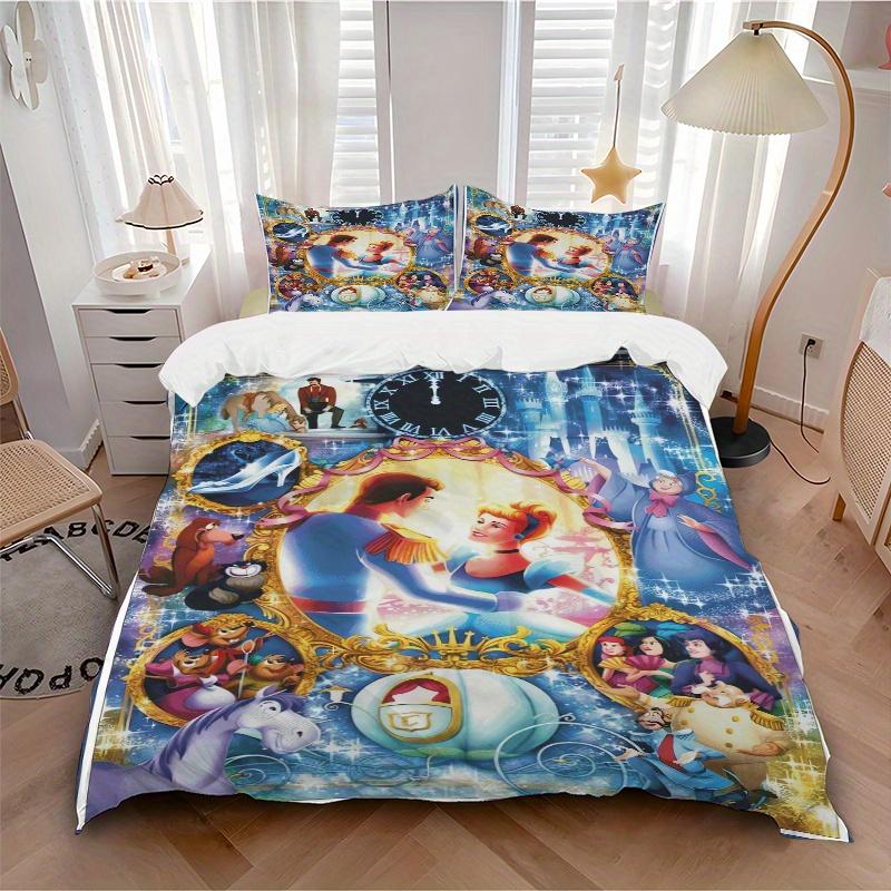3pcs Cinderella's Enchanted Evening Printed Quilt Set Soft and Comfortable Quilt Cover for Bedroom, Guest Room Bedding Set B014