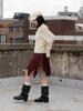 The Green Lab Check Asymmetrical Skirt [Red]