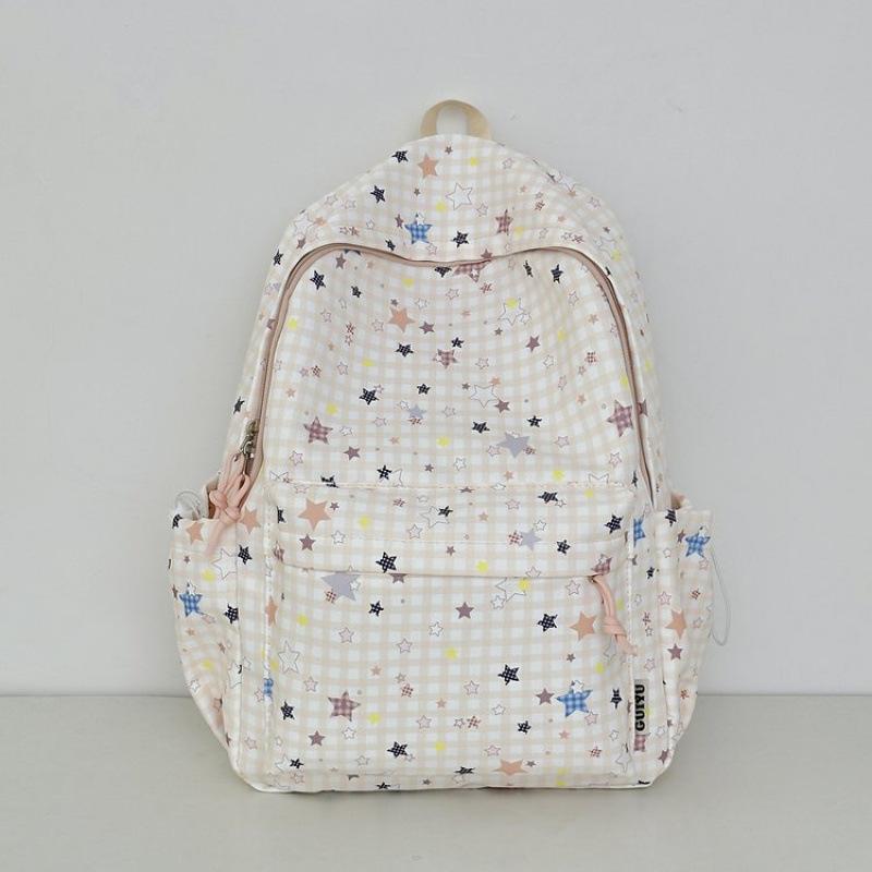 Schoolbag New Japanese Plaid Backpack Female Student Schoolbag Cute Star Printing Light Large Capacity Backpack Girl Style