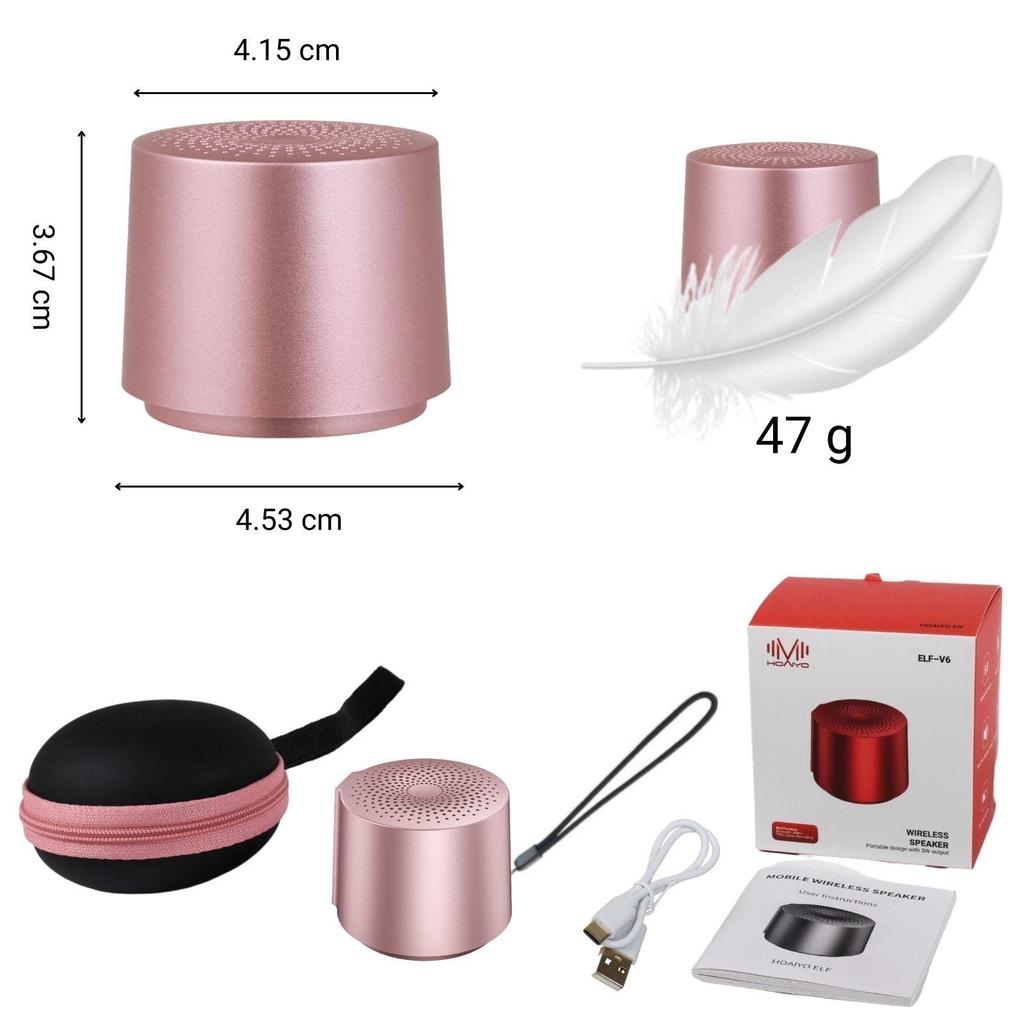 HOAIYO Compact Bluetooth Speaker with EVA Carrying Portable Wireless TWS Stereo 6 Hours of Continuous Ideal for and Gifts Case, Speaker, Pairing,