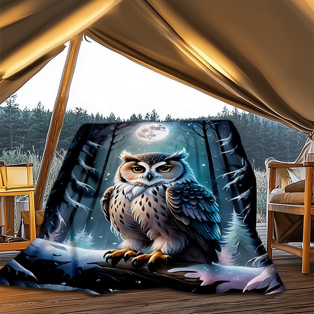 1 Stück Winterwald Eulenmotiv Outdoor-Decke, Leichtes Polyester,