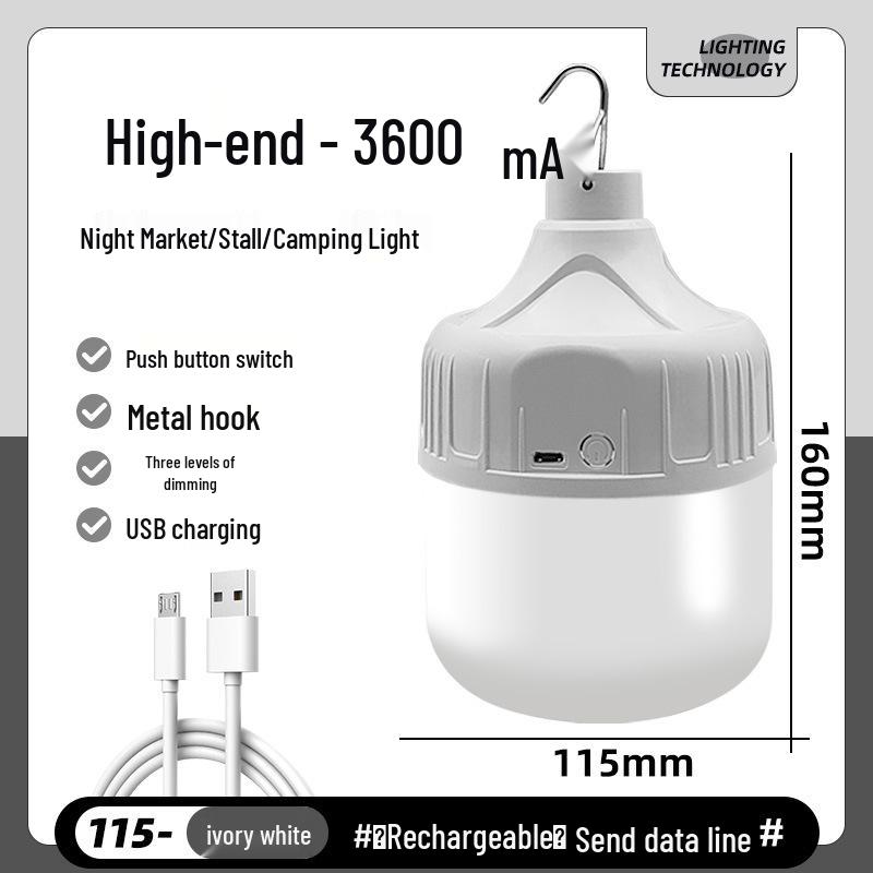 USB Rechargeable LED Emergency & Camping Light: Wireless, Energy-Saving Bulb for Outdoor Markets & Street Stalls