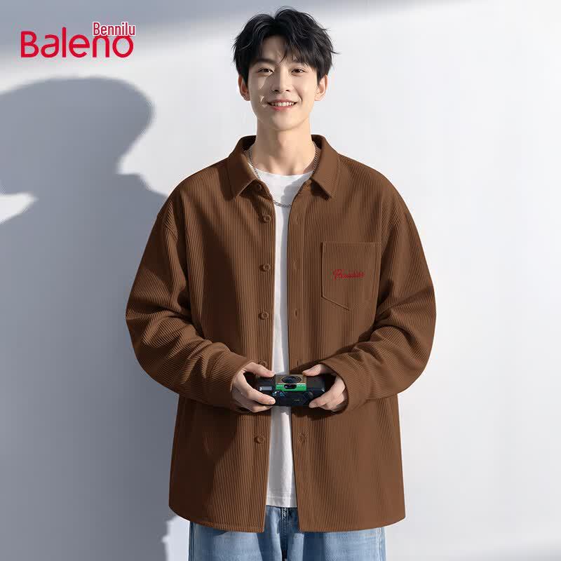 Baleno Men's Vintage American Corduroy Long Sleeve Shirt