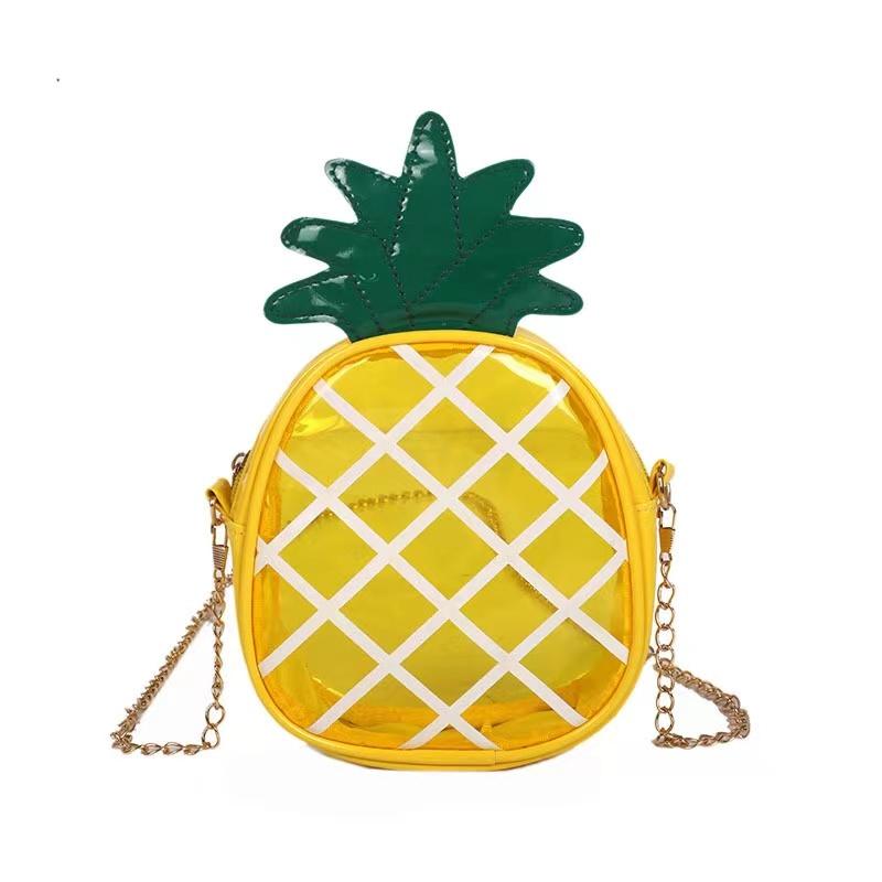 

summer small bag female new personality transparent Jelly pineapple bag student bag one shoulder cross-body female bag one size жёлтый