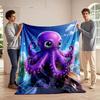 Smiling Purple Octopus On Boat Print Blanket Soft and Cozy Perfect for the Living Room Bed Sofa or a Nap,gift