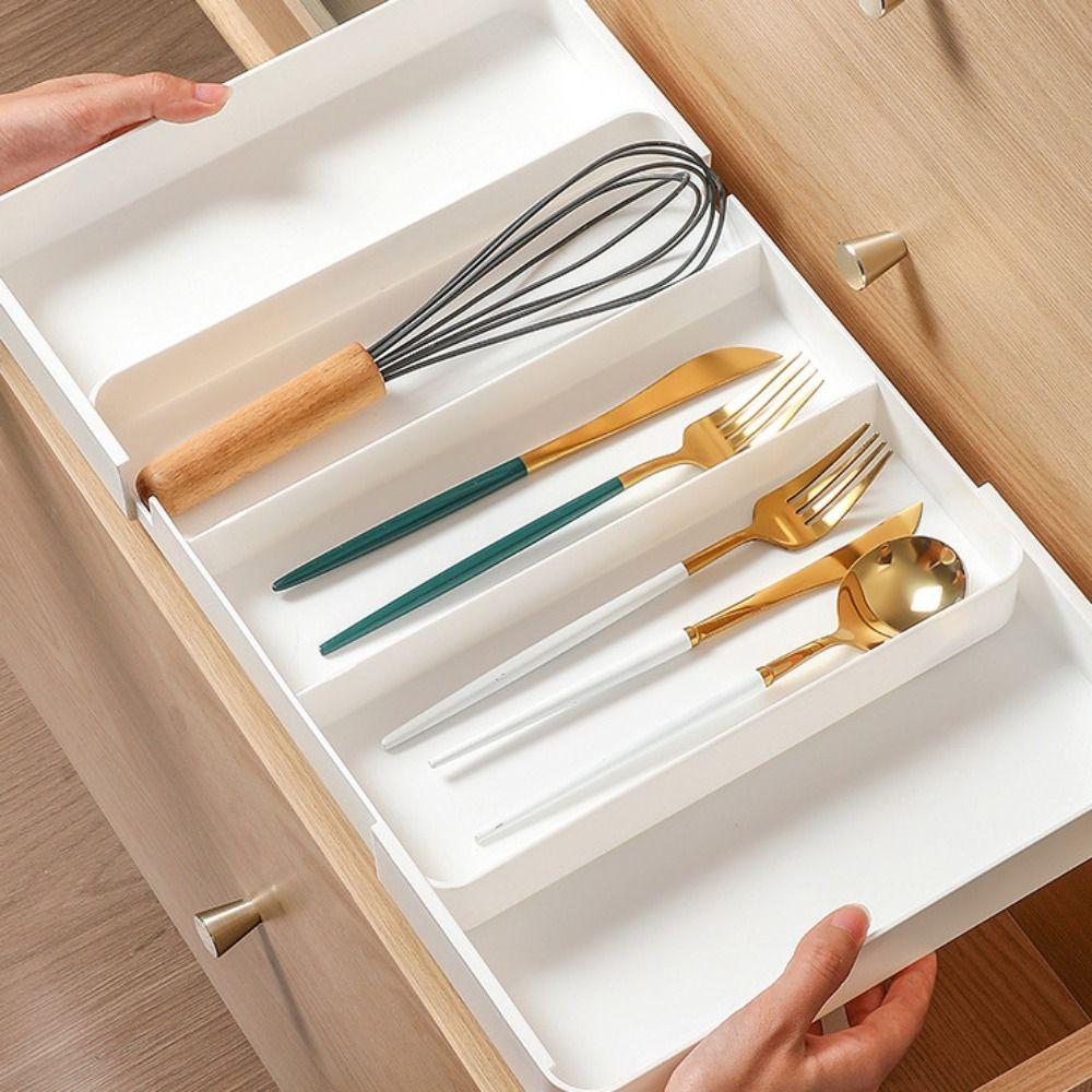 Movable Partition Retractable Drawer Storage Box Scalable Expandable Utensil Tray  Home
