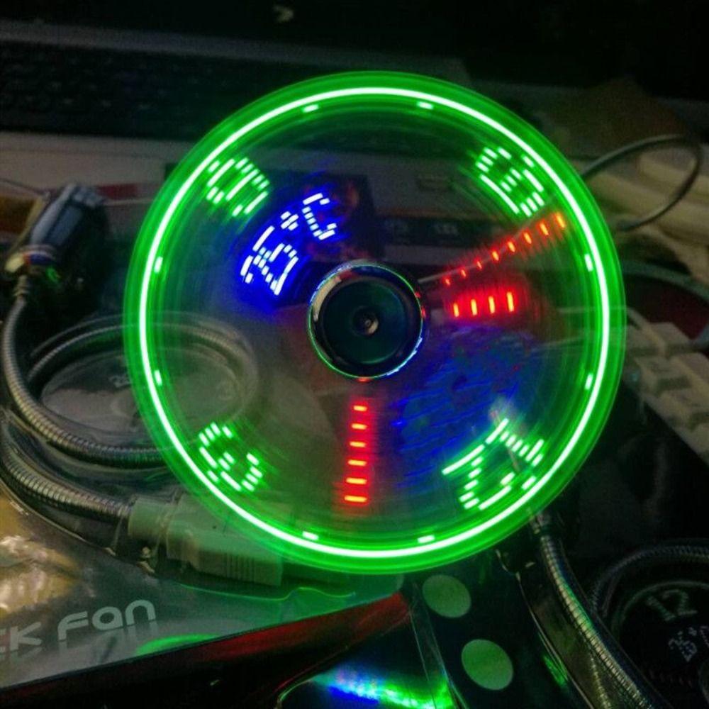 Time Temperature Display LED Clock  Fan Adjustable USB Clock  Fan Mini Clock Cool Fan  Laptop