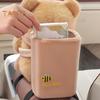 Cute Bear Car Tissue Box & Trash Can 2-in-1 Plush Multi-Functional Organizer Universal Auto Interior Decor for SUV Truck Van