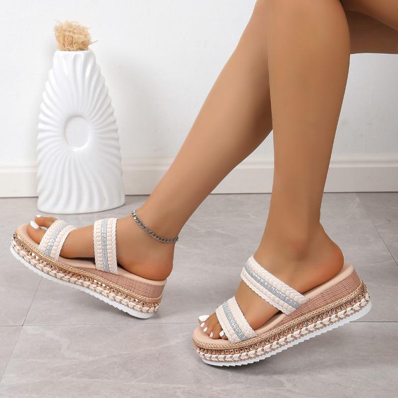 Brand Ladies Shoes Basic Women's Slippers Fashion Peep Toe Casual Slippers Women Summer Plus Size Solid Wedge Slippers