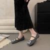 French Rhinestone Square Buckle Single Shoes for Women 2026 Autumn and Winter New Cotton Shoes Wedge