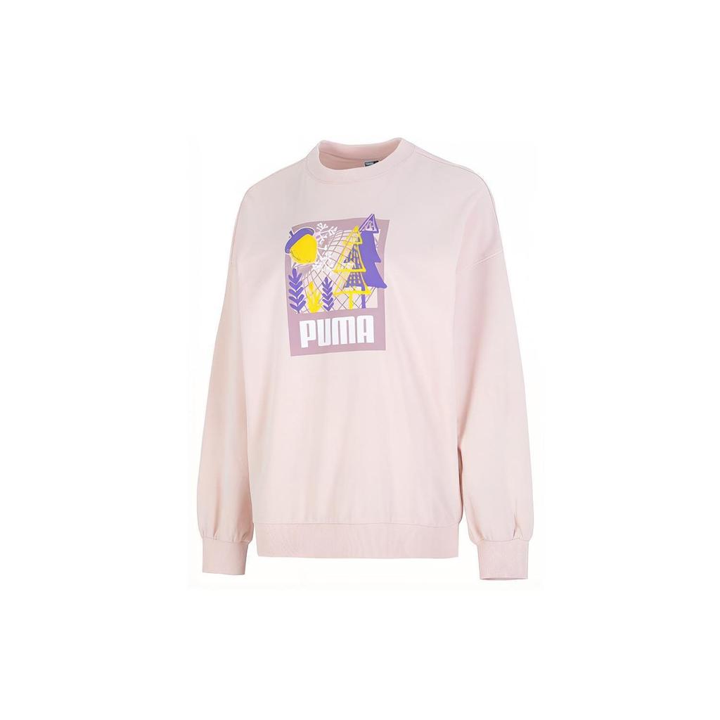 Puma Ff Bubble Sleeve Crew With Logo Women Sweatshirt Pink 538779-48