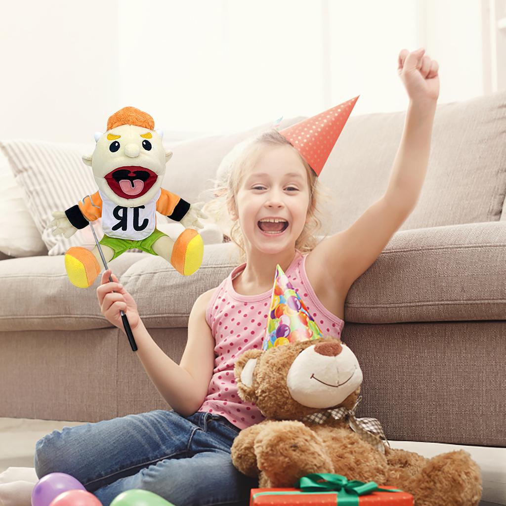 40-60cm Large Jeffy Boy Hand Puppet Plush Toys Removable Children Soft Doll Talk Show Party Props Puppet Stuffed Doll for Kids Gift