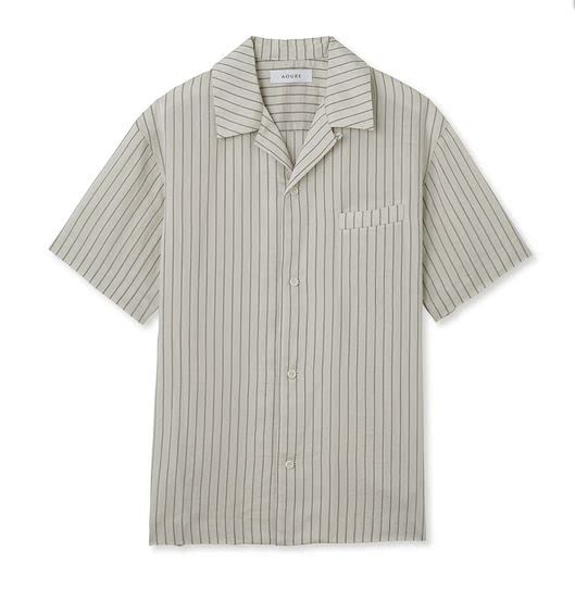 

Owl Striped Open Collar AMFT232055 OWHT Men s