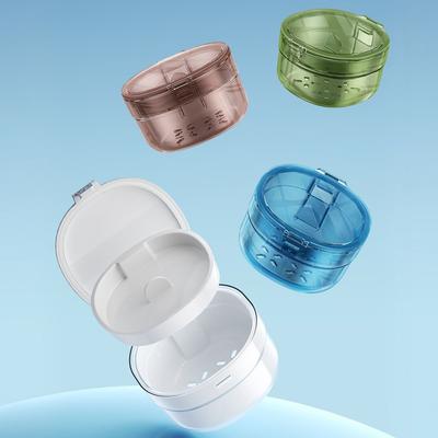 Portable Double Layer Braces Box Draining Transparent Denture Cleaning Box Sealed Mini Orthodontic Retainer Case