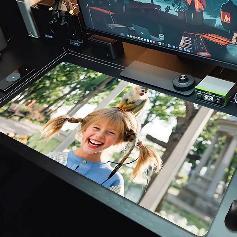Pippi Longstocking Large Size Mouse Pad Large Gaming Table Cushion Non-slip Laptop Tablet Big Mousepad XXL Mat Mini PC Playmat With Lock edge