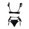 New Sex Underwear Sexy Women Patent Leather Mesh Garter Three-piece Sex Set Wholesale