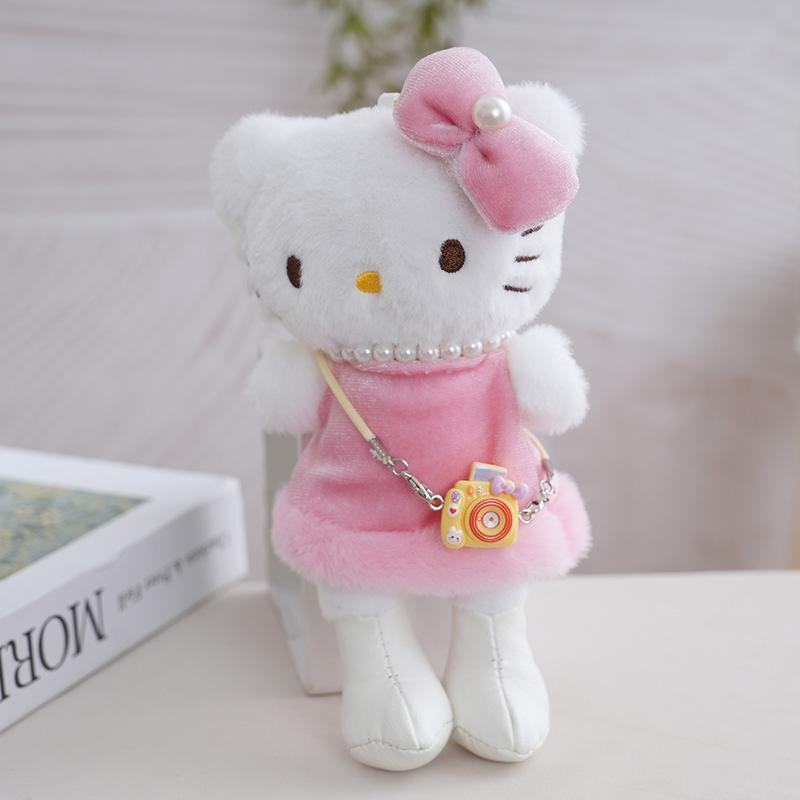 1Pcs Camera Skirt Doll Kt Cat Keychain 18Cm Girl Long Legs Hello Kitty Plush Pendant Bag Hanging Decoration Holiday Gift