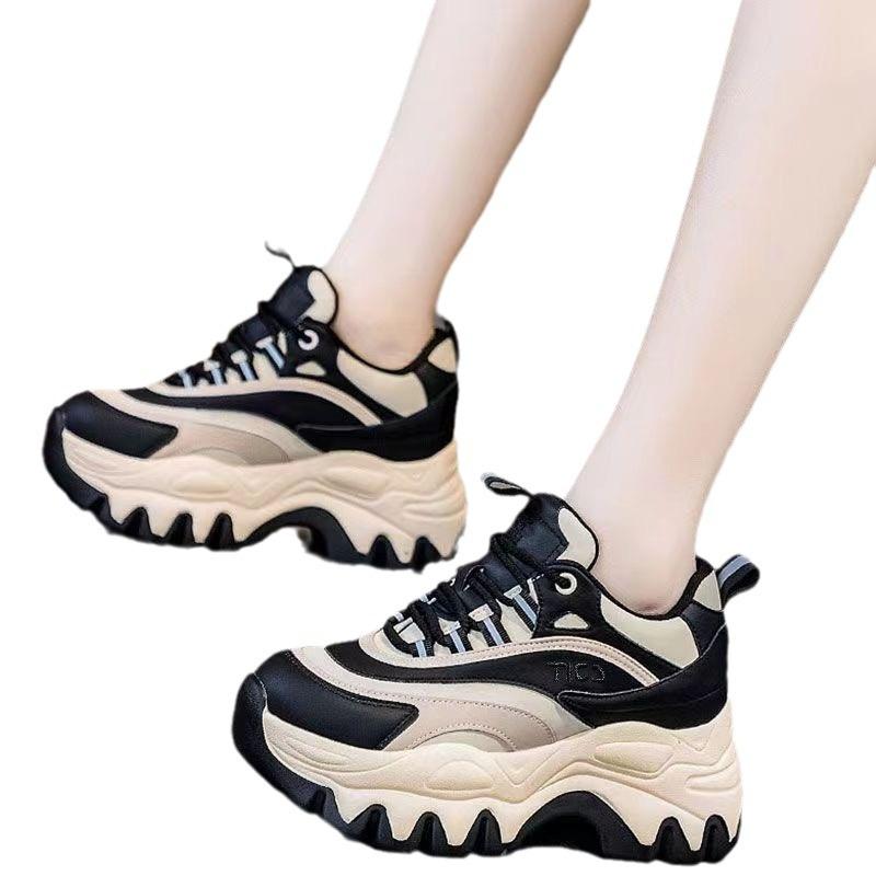 Daddy Shoes Women's Ins Tide 2025 Winter New Thickened Versatile Retro Sneakers Platform Inner Height Increase Women's Shoes
