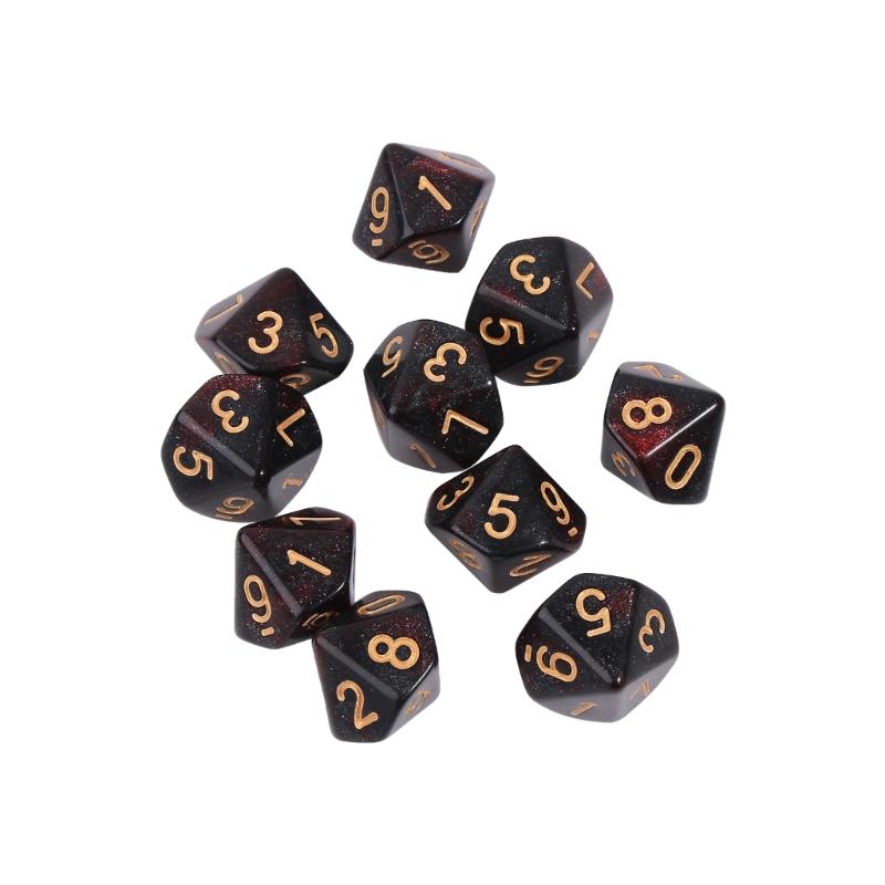 10pieces/set Acrylic Dice Set Polyhedral D10 10 Sided 15mm Dice for RPG Game Gift Party Role Play Game