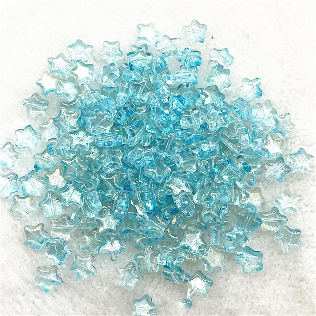 Colorful 30pcs 8mm Mini Polychrome Cute Gradient Five-pointed Star Glass Beads Loose Spacer Beads Jewelry Making DIY Handmade