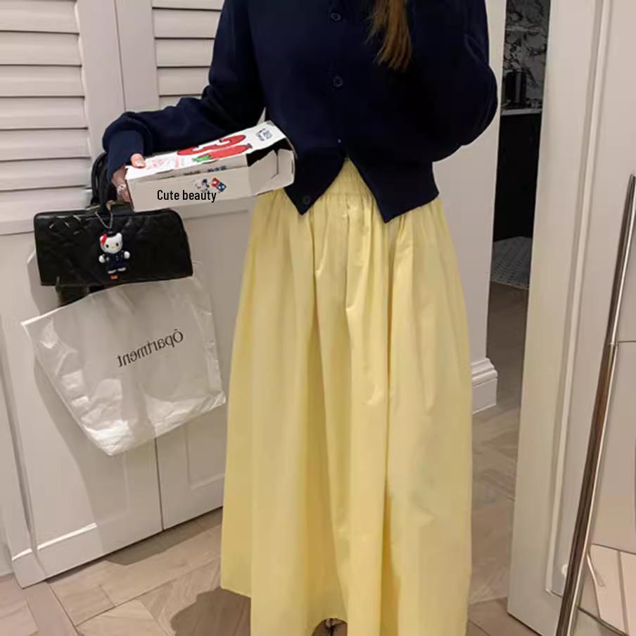 

Желтая юбка А-силуэта с высокой талией, весна/лето 2024 г. - Элегантный облегающий зонтичный дизайн Small жёлтый