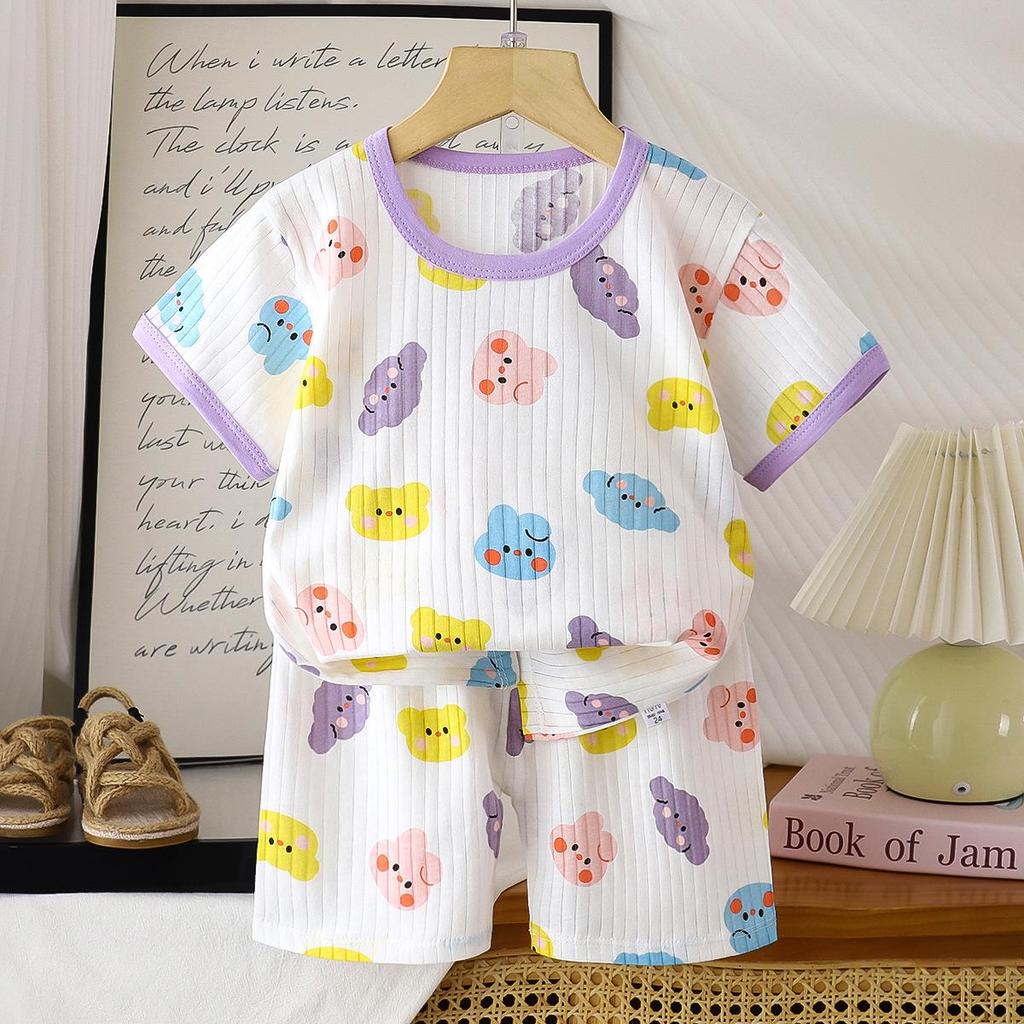 Kids' Cotton Short-Sleeved Set: Korean Style Summer Two-Piece for Girls and Boys