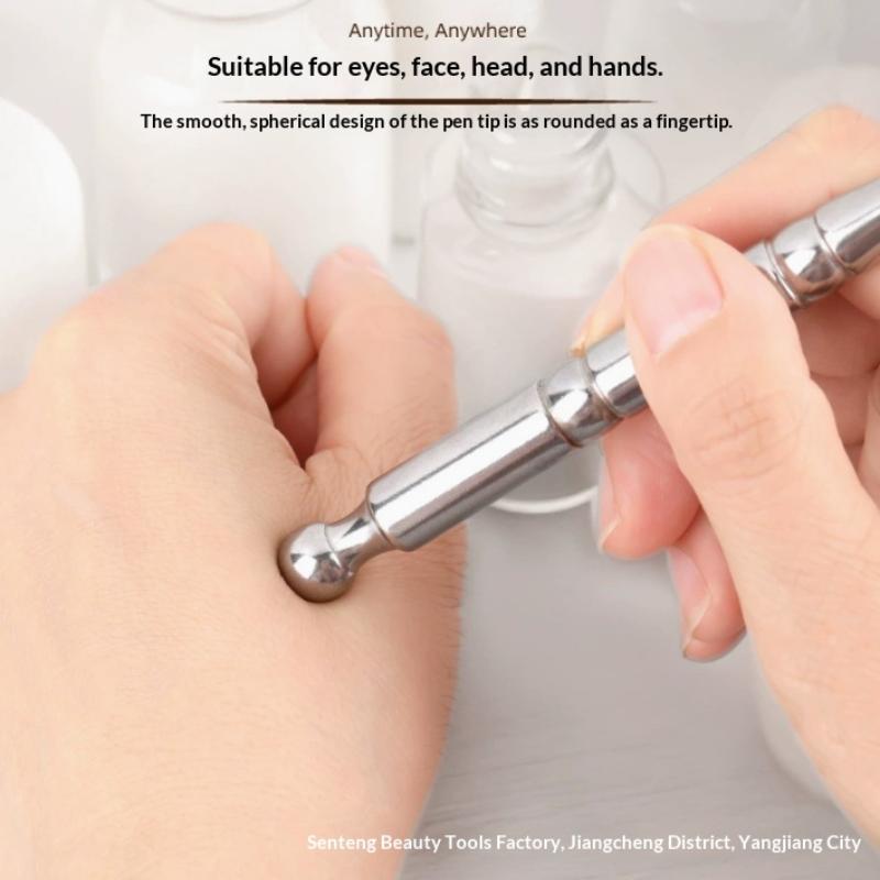 Facial Eye Massage Stick Acupuncture Pen Stainless Steel Magnetic Therapy Massage Trigger Point Massage Pen Facial Reflexology T