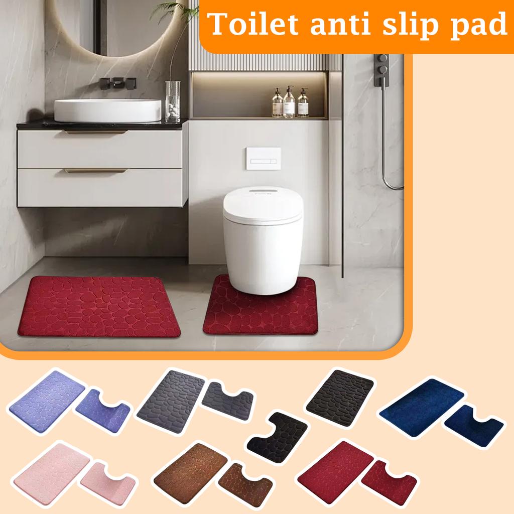 Small Stone Coral Fleece Floor Mat, Solid Color, Easy To Maintain, Bathroom Floor Mat, Bathroom Mat, Cross