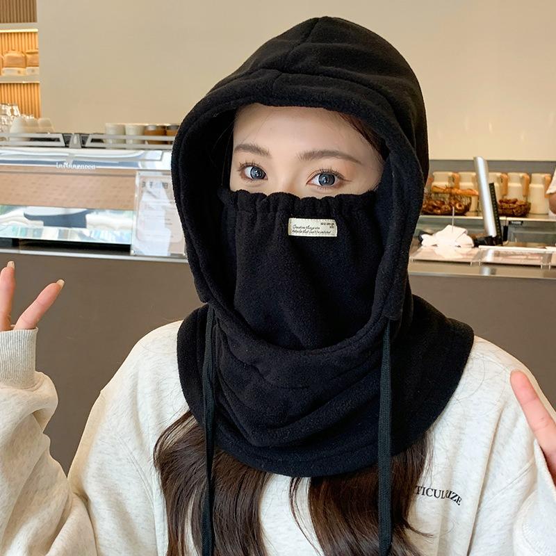 Motorcycle Winter New Knitted Hat Lady Wool Cap Mask Heating and Thickening of Cycling Neck Cap