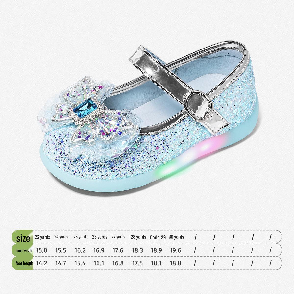 Flashing Snuffy Girls  Crystal Elsa Soft Sole Non-Slip Baby Shoes - Spring 2026 Arrival 23