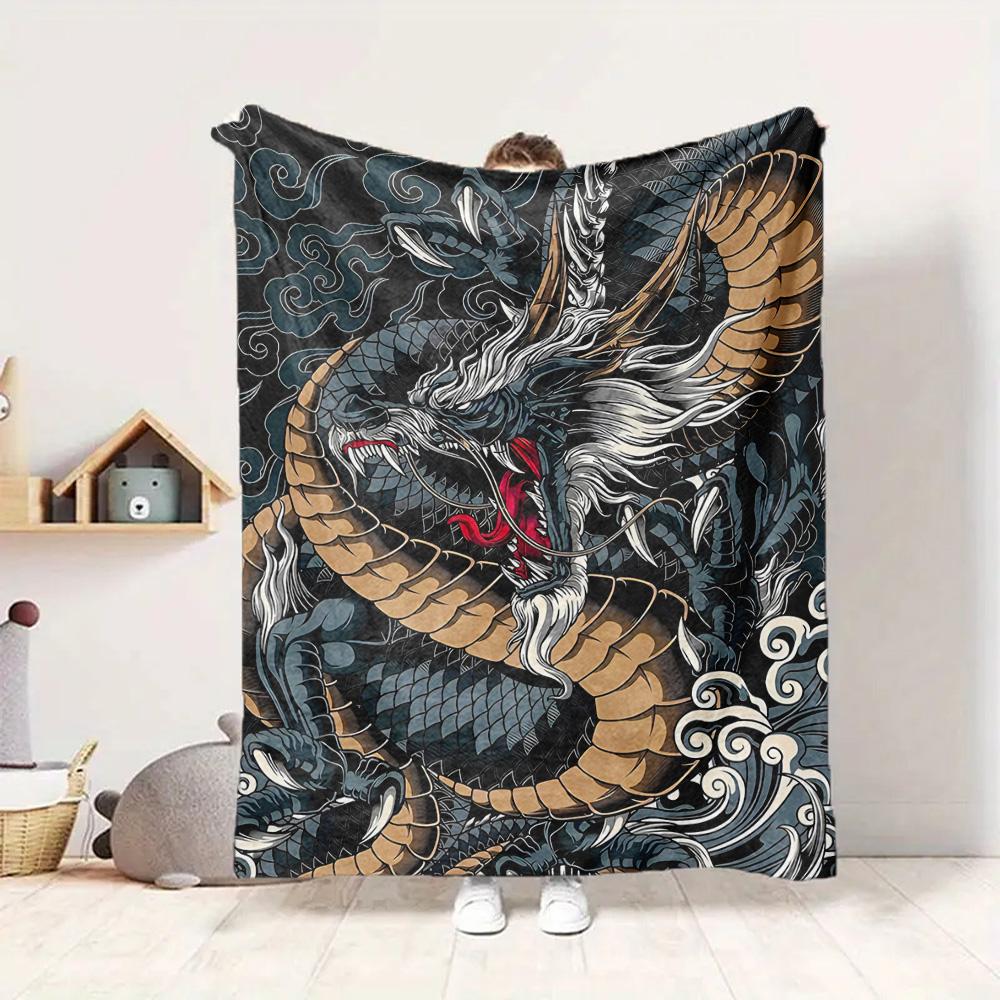 Dragon Art Flannel Blanket Throw Blanket Soft Warm Sofa Bed Camping Car home Decor Unique Christmas Gift C930206