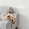 1PC Round Wooden Tray, Suitable for Sofa Armrests, Foldable Design, Also Suitable for Beds
