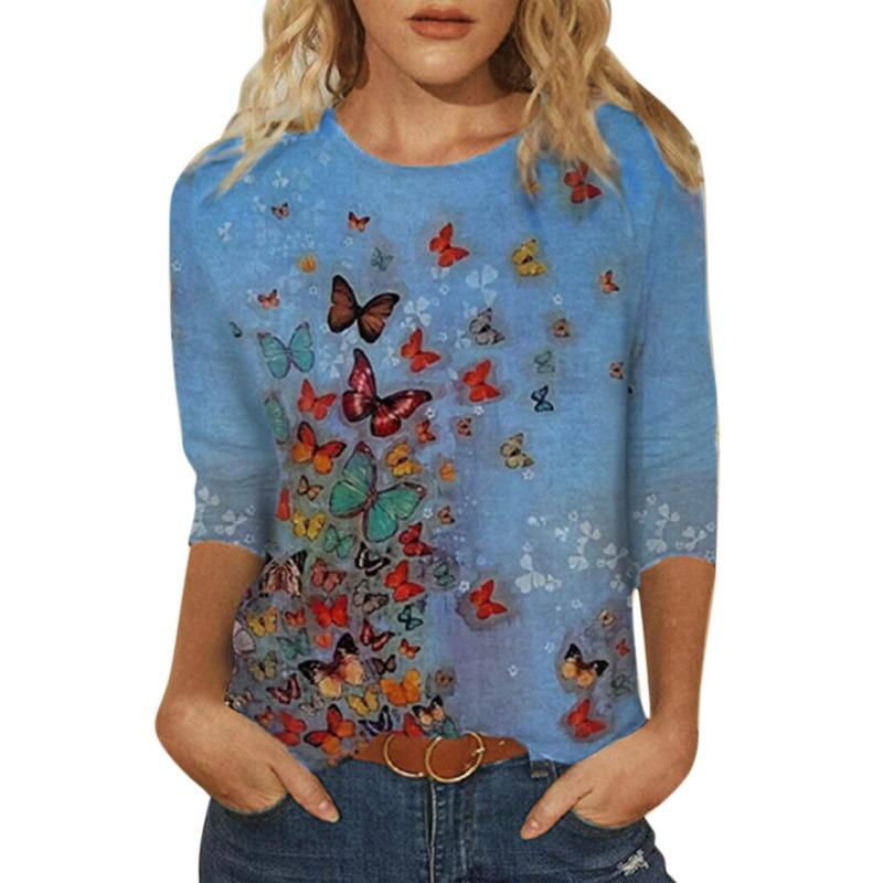 Leaf Butterfly 3d Print Long SleeveT-Shirt Casual Women's Clothing Long Sleeve T-shirt Fashion Casual Oversized Tops Tees Female