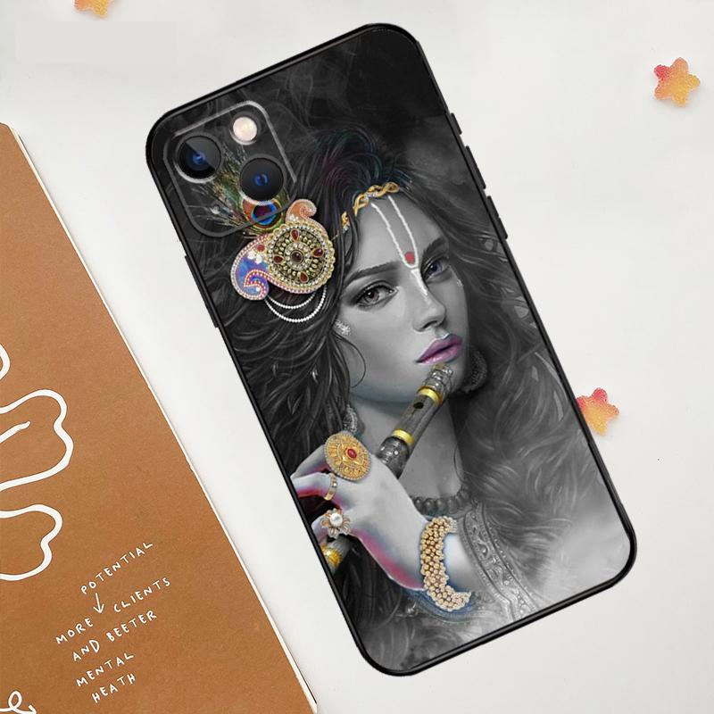 Indian God Lord Krishna Case For iPhone 16 15 14 13 12 11 17 Pro Max Mini 16e 15 16 Plus 17 Air Funda Cover