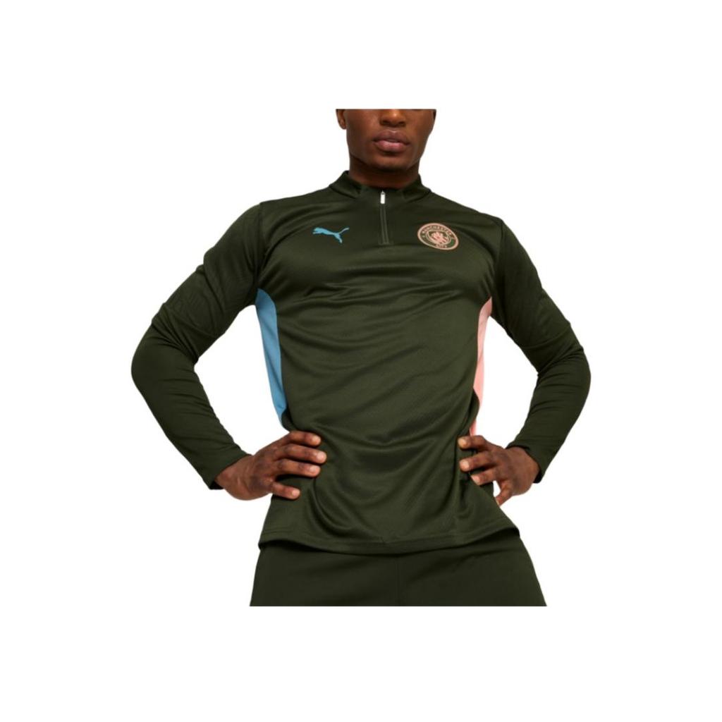 Puma Manchester City Quarter Zip FW24 Training Top Fashion Logo Long Sleeve Jacket Men tops Green 777529-13