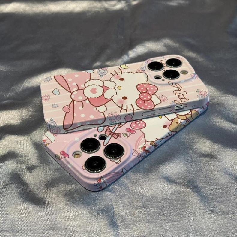 Applicable to Apple 11promax film all-inclusive 11/11 pink Hello Kitty mobile phone hard case bow creative 11