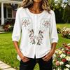 Women's Artistic Loose Fit Embroidered Mid Sleeve Blouse for Tea and Daily Wear