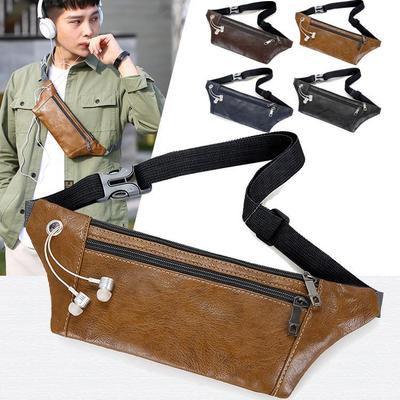 Harajuku Men's Chest Bag Casual Crossbody Soft Leather Men's Waist Bag Summer Retro Backpack